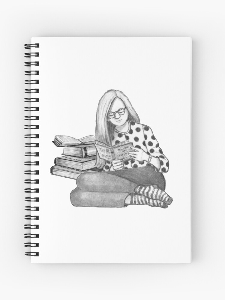 Book Lover Book Worm Woman Reading Books Pencil Art | Spiral Notebook