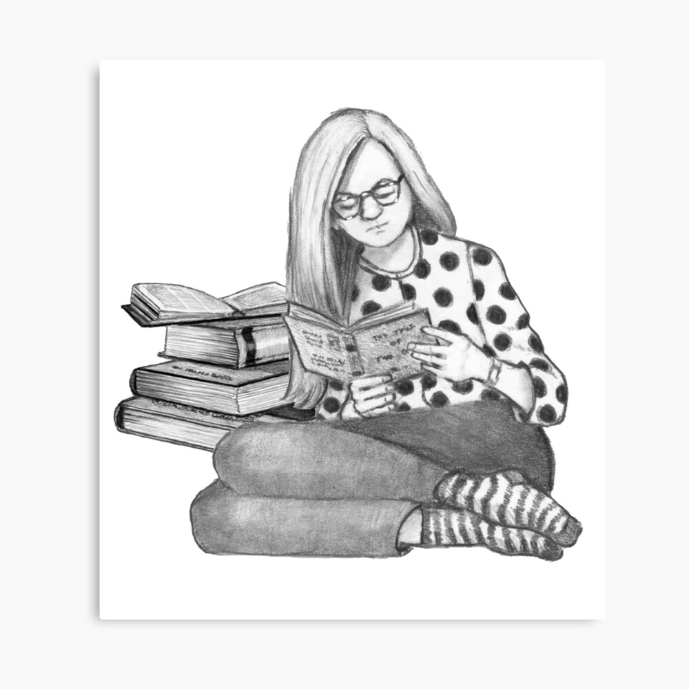 Bookworm / Book girl Line Art  Coloring book art, Book art