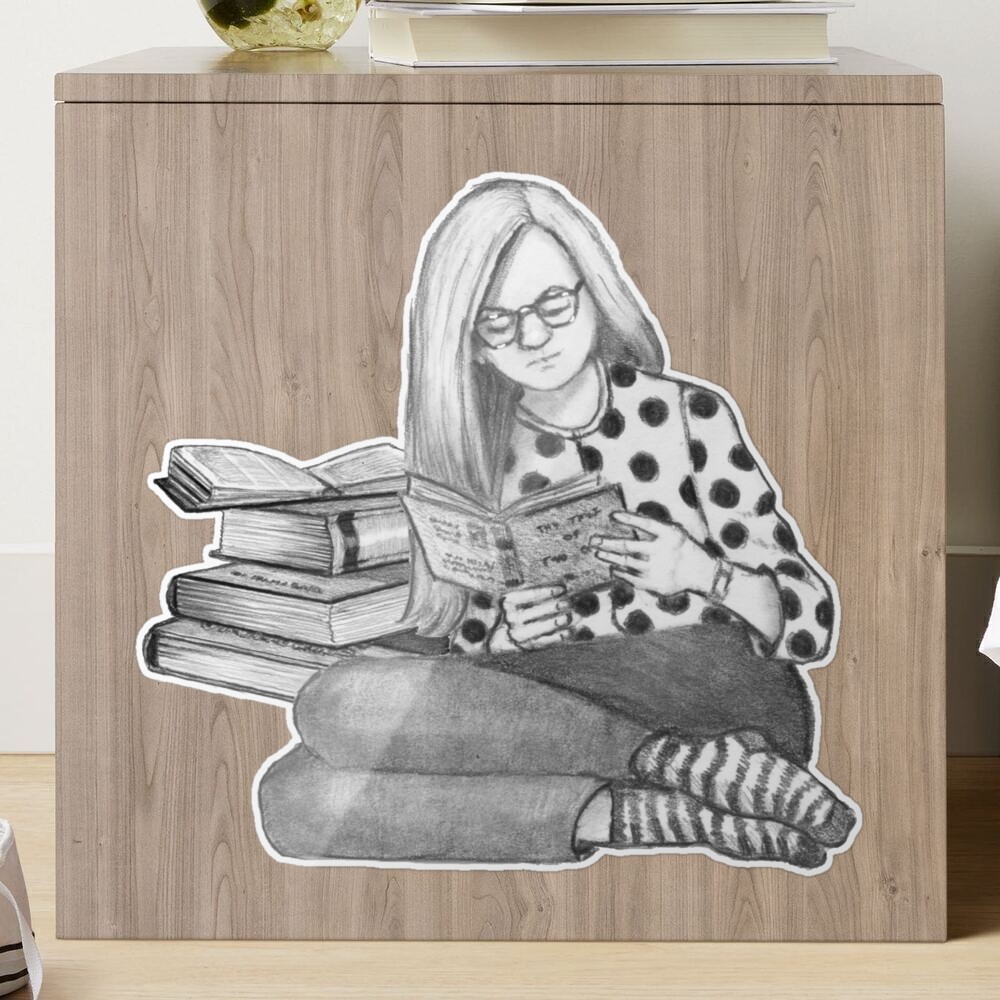 Book Lover Book Worm Woman Reading Books Pencil Art Art Board Print for  Sale by Joyce Geleynse