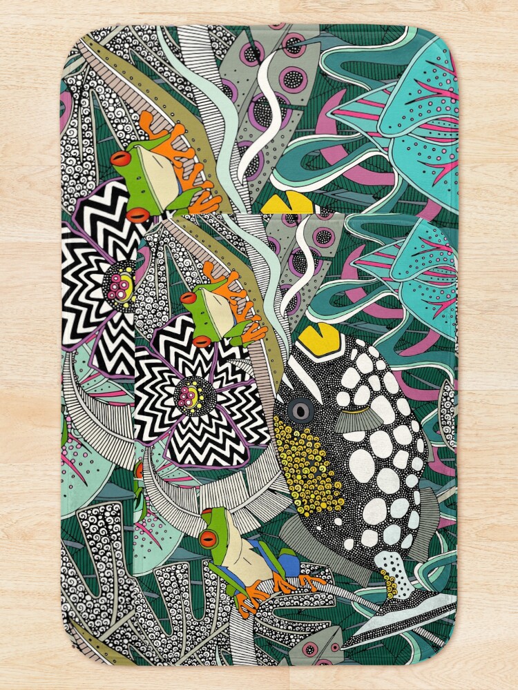 Thumbnail 5 of 6, Bath Mat, ASHA green designed and sold by scrummy.