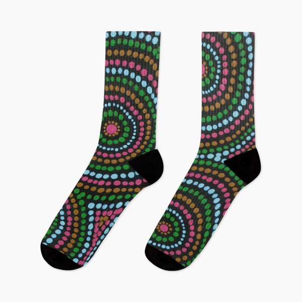 Item preview, Aboriginal Art Colorful Desert Waterholes, Pink and Green Dot Art designed and sold by GhostGumDesigns.