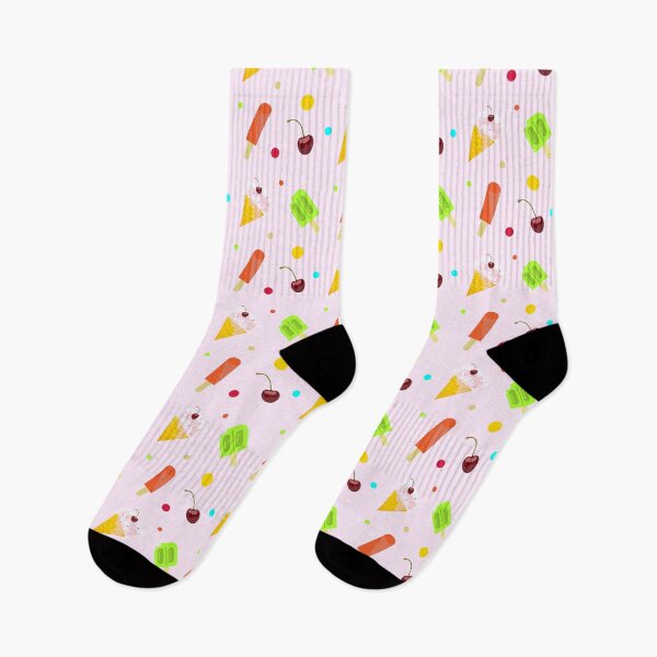 Item preview, Ice cream pattern strawberry cone with cherry , lemon and mango ice cream stick summer time candy, vegan ice creams, fruits ice creams designed and sold by SGS-.
