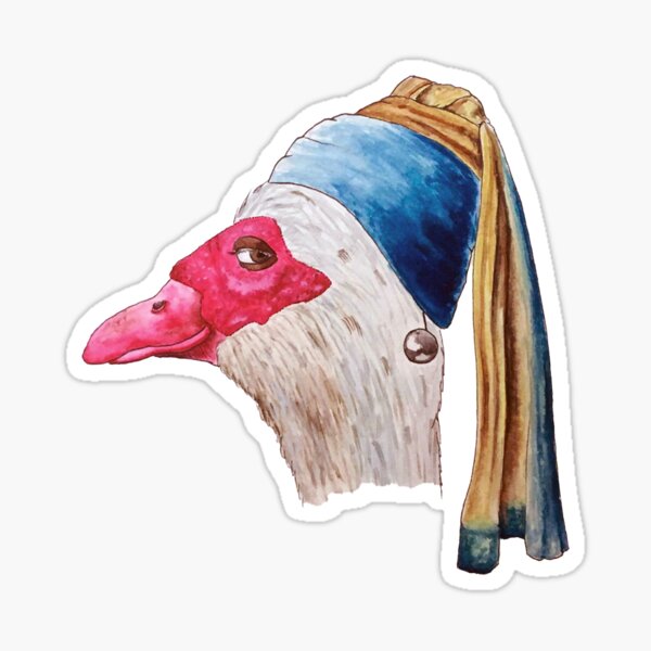 Duck With A Pearl Earring Sticker