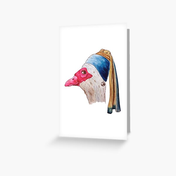 Duck With A Pearl Earring (Prints) Greeting Card