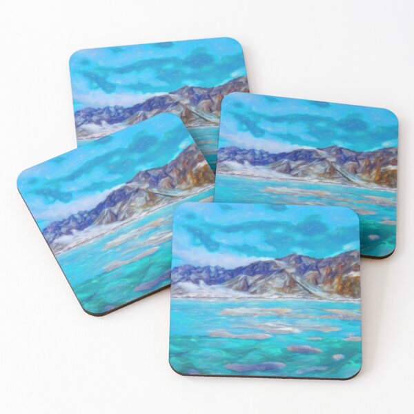 Item preview, Turquoise blue landscape designed and sold by Red Witch Art.
