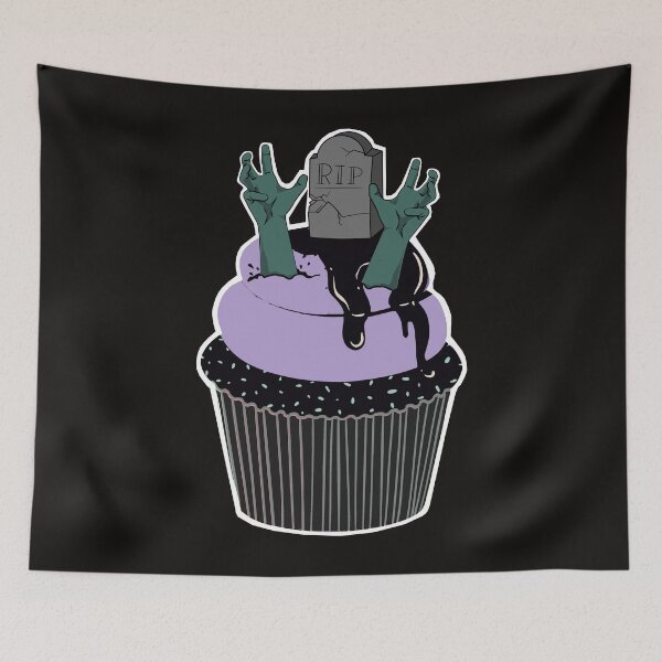 Item preview, Halloween RIP zombie hands tomb stone cupcake designed and sold by MeliCollective.