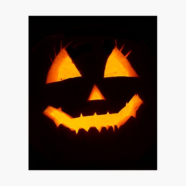 Spooky Jack-o-Lantern Face Photographic Print