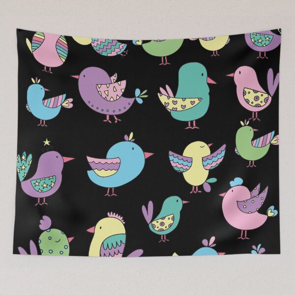 Item preview, Fun birds pattern having fun  designed and sold by whiteboardgirl.