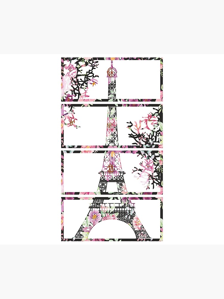 Discover Paris Window Eiffel Tower View Floral Premium Matte Vertical Poster