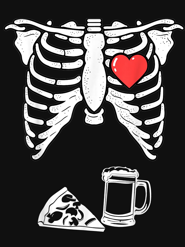 Skeleton Pregnancy Pizza Beer Shirt Xray Halloween Soon Dad