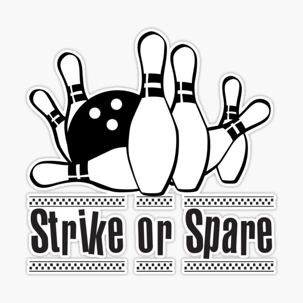 text logo half bowling strike black pins hit overt' Sticker