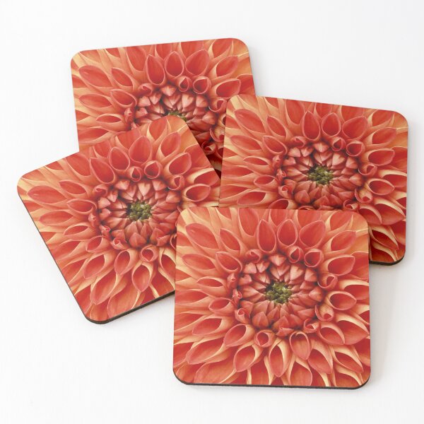 Item preview, Dahlia Flower Red Orange Floral Photography Symmetrical Art  designed and sold by AlwaysGrowing.