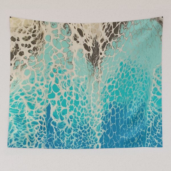 Item preview, Beautiful Waterfall Inspired Abstract Fluid Art Painting. Pour Art. designed and sold by CrystalCoast.