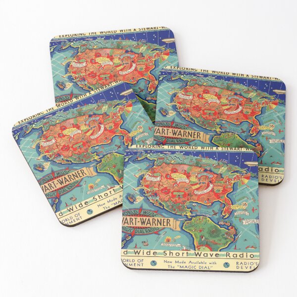 Item preview, 1932 Vintage World Wide Short Wave Radio Map designed and sold by Gin  Neko.
