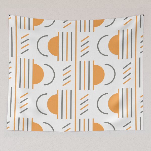 Item preview, Lines & Semicircles Geometric Pattern – Gray & Orange designed and sold by RoguePatterns.