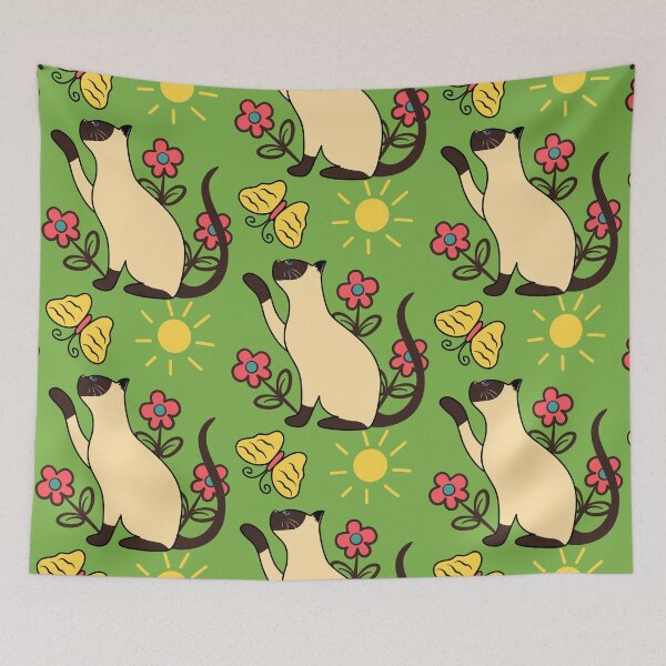 Item preview, Siamese Cat Playing with Butterfly designed and sold by lulululupaint.