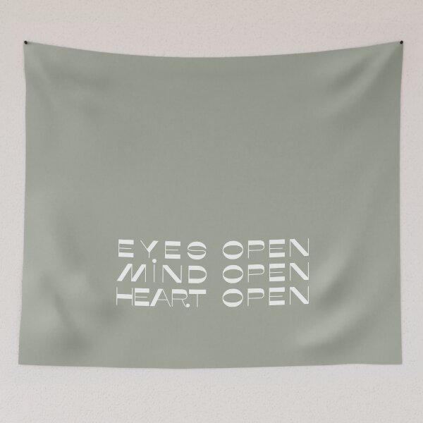 Item preview, Eyes Open, Mind Open, Heart Open - olive green designed and sold by Aryeh Studio.
