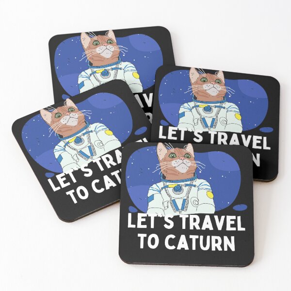 Item preview, Let's Travel To Caturn Saturn Astronaut Cat Mars designed and sold by Two Left Hands Design.