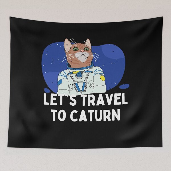 Item preview, Let's Travel To Caturn Saturn Astronaut Cat Mars designed and sold by Two Left Hands Design.