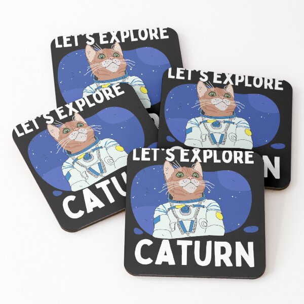 Item preview, Let's Travel To Caturn Saturn Astronaut Cat Mars designed and sold by Two Left Hands Design.
