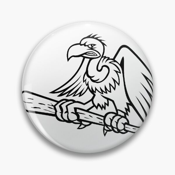 Item preview, Californian Condor Clutching Perching on a Baseball Bat Mascot Black and White designed and sold by patrimonio.