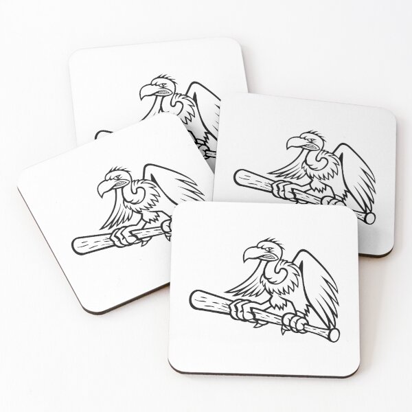 Item preview, Californian Condor Clutching Perching on a Baseball Bat Mascot Black and White designed and sold by patrimonio.