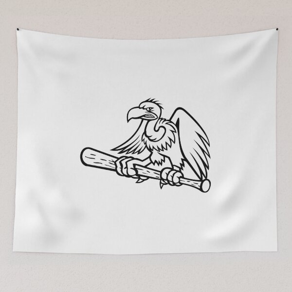 Item preview, Californian Condor Clutching Perching on a Baseball Bat Mascot Black and White designed and sold by patrimonio.