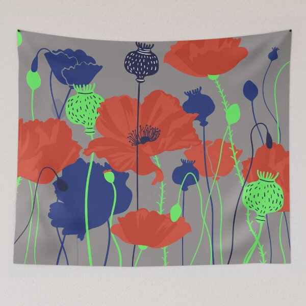 Item preview, Poppy red flowers Grass with Beautiful Poppies , common poppy flowers designed and sold by mashmosh.