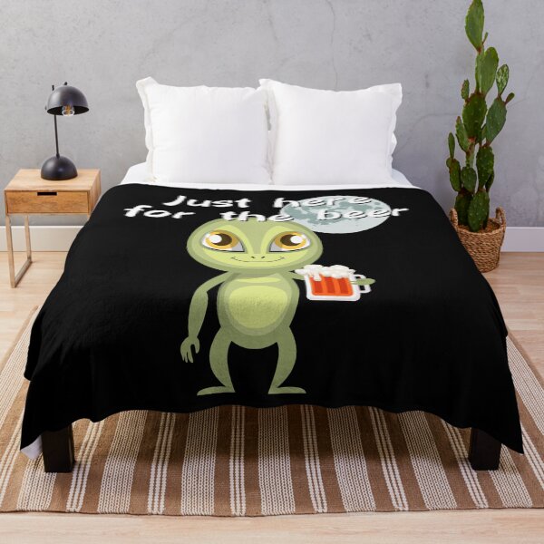 Item preview, Just Here For The Beer Alien Fun Space Travel Moon designed and sold by Two Left Hands Design.