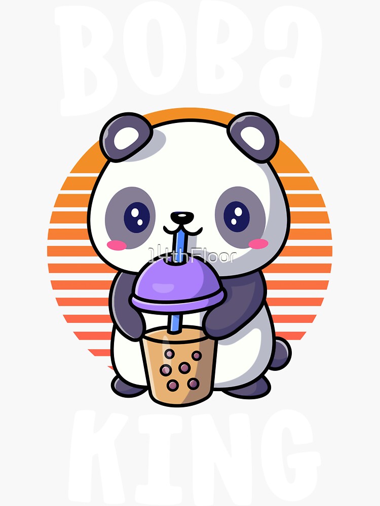 "Boba KIng Bubble Tea Shirt Men Boys Kawaii Panda Gifts" Sticker by