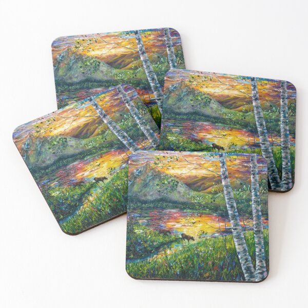 Item preview, Sleeping Meadow - Colorado Moose Crossing Palette Knife Impasto designed and sold by Rocky Mountain Artistry.