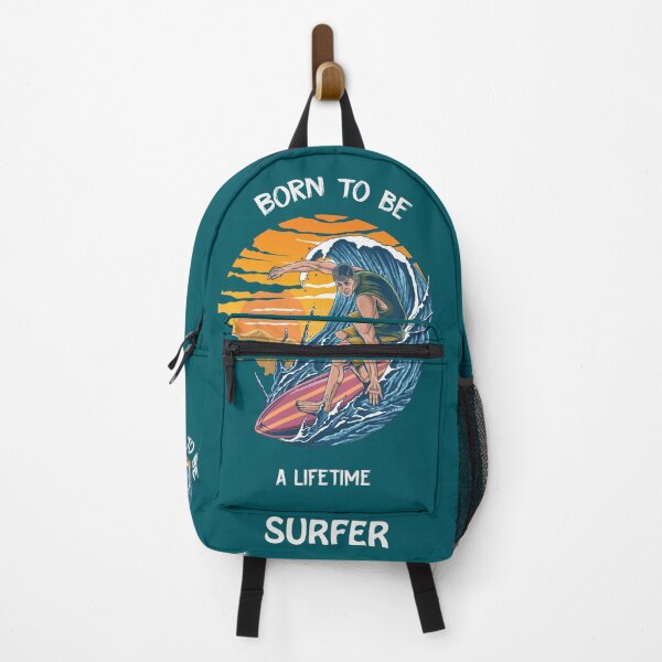 Item preview, BORN TO BE A SURFER BACKPACK FOR SURFING designed and sold by Delicious Design ⭐⭐⭐⭐⭐.