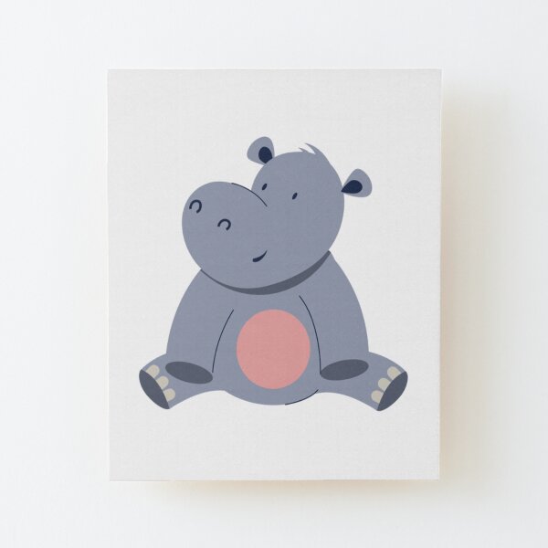 cute hippo Wood Mounted Print