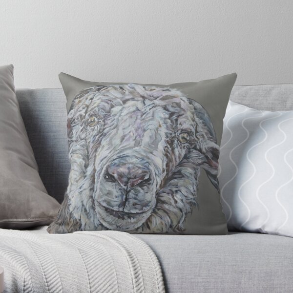 Ali Baa Baa. Sheep, ram art by award-winning UK artist Sam Fenner Throw Pillow