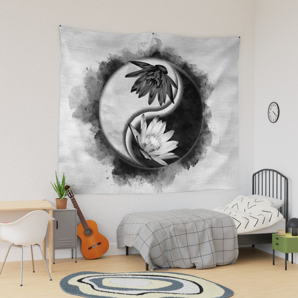 Yin Yang - Lotus flowers Tapestry for Sale by k9printart