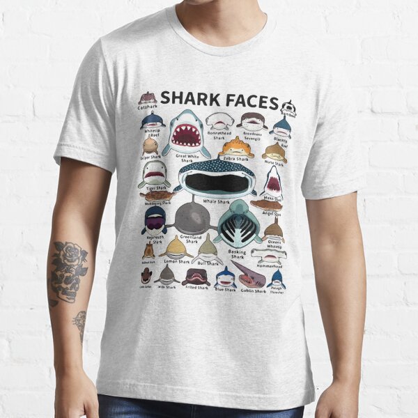 shark faces tshirt