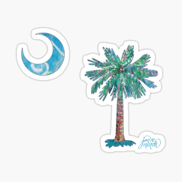 Palmetto Tree and Moon by Jan Marvin Sticker