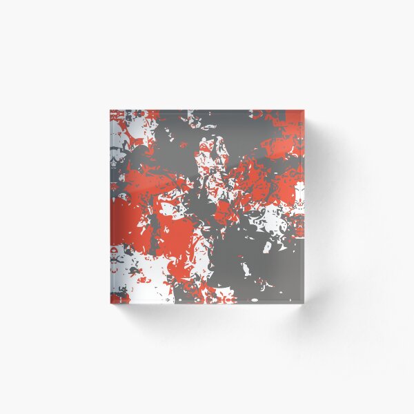 Pewter & Mandarin Red Acrylic Block