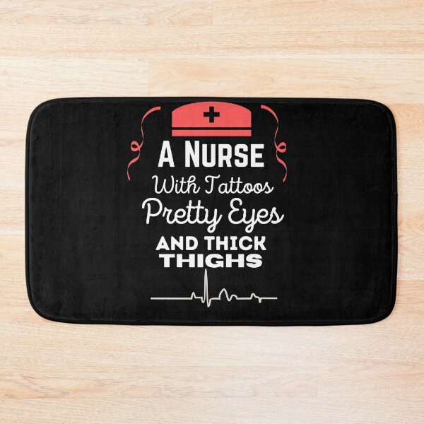 Item preview, Funny Nurse With Tattoos Pretty Eyes and Thick Thighs Heart Rhythm designed and sold by Gifty-Designs.
