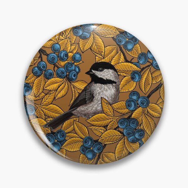 Item preview, Chickadee birds on blueberry branches designed and sold by Katerina Mitkova Kirilova.