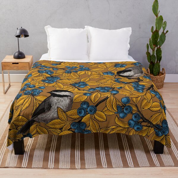 Item preview, Chickadee birds on blueberry branches designed and sold by Katerina Mitkova Kirilova.