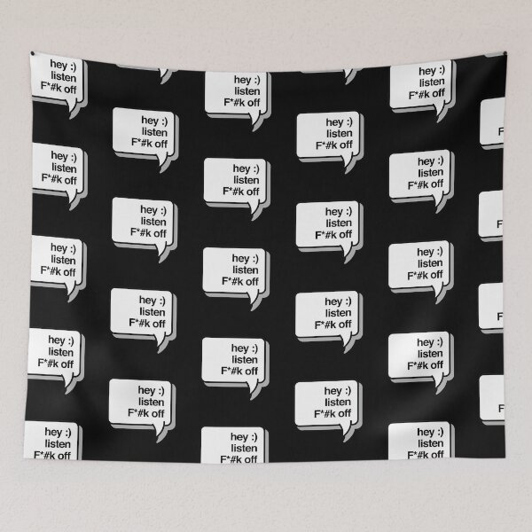 Item preview, Hey listen fuck off phrase black and white chat box typography design designed and sold by Kvyom.