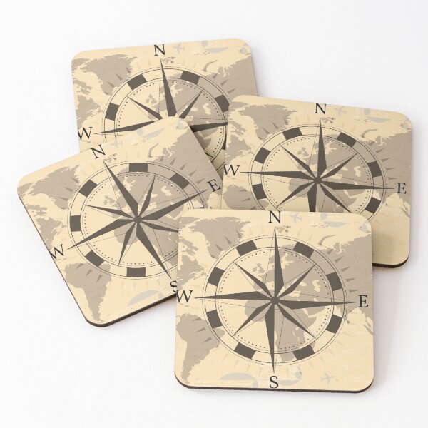 Item preview, Compass overlapping world map design for print   designed and sold by BhadrarjunaArts.
