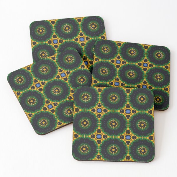 Item preview, repeating green kaleidoscopic flowers designed and sold by andromedoz.