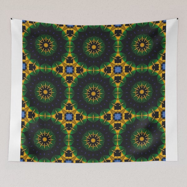 Item preview, repeating green kaleidoscopic flowers designed and sold by andromedoz.