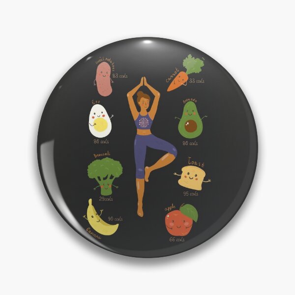 Item preview, Yoga Woman and Set Amount Calories In food On dark background.  designed and sold by Elsbet.