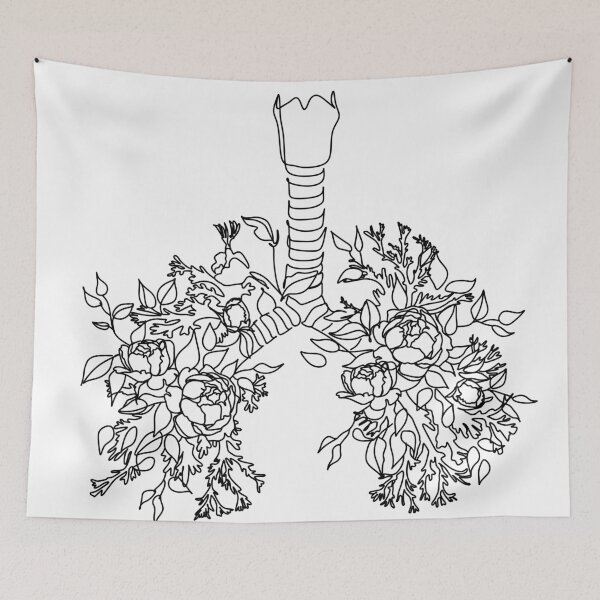 Item preview, floral lungs line art. Line illustration. Floral Lungs Anatomy Poster for respiratory therapist gifts pulmonary gifts nurse gifts lungs art print quit smoking gift for pulmonologist designed and sold by OneLinePrint.