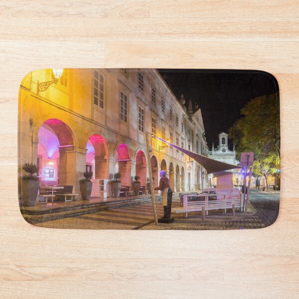 Item preview, Charming Faro Algarve Portugal - Multicolored Neon and a Cool Server Statue at the City Center Plaza designed and sold by Georgia Mizuleva.