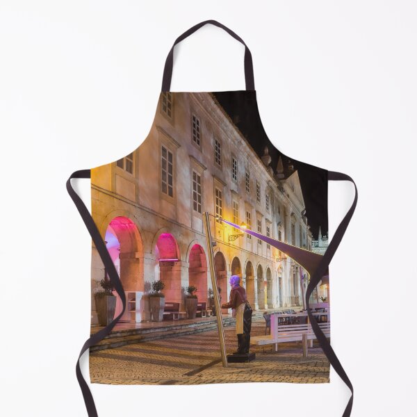 Item preview, Charming Faro Algarve Portugal - Multicolored Neon and a Cool Server Statue at the City Center Plaza designed and sold by Georgia Mizuleva.
