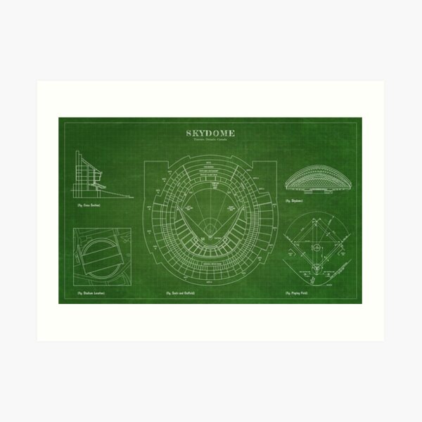Skydome Rogers Center Toronto Ontario Canada Blueprint Art Print By Bgalaxy Redbubble